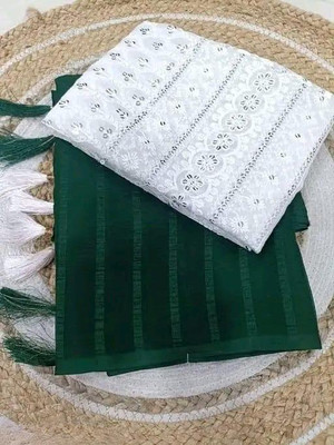Rudra Enterprise Self Design Bollywood Georgette Saree(Green)