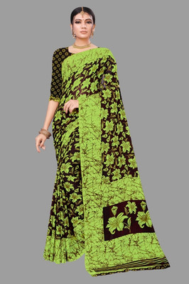 Vimalnath Synthetics Printed Mysore Georgette Saree(Light Green)