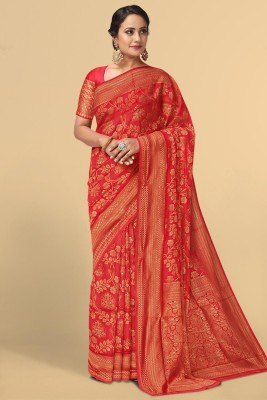 Kalamandir Woven Bollywood Silk Blend Saree(Red)