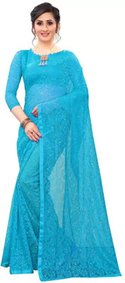 Suali Embellished Bollywood Net Saree(Green)