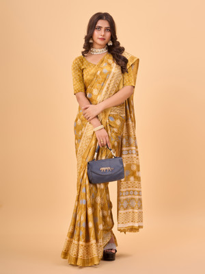 AVM SILK MILLS Printed Daily Wear Cotton Blend Saree(Multicolor)