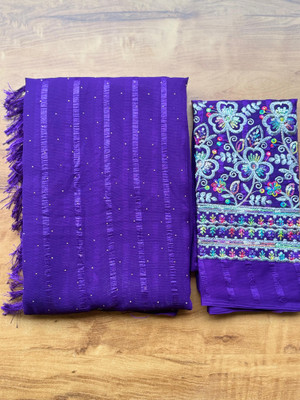 MALAVIYA FASHION Embroidered Bollywood Chiffon Saree(Multicolor)