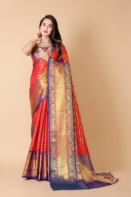 Jay fashion Self Design Banarasi Art Silk, Silk Blend Saree(Red)