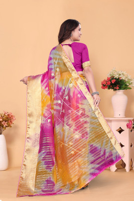 Aarunika fashion Solid/Plain Bollywood Organza Saree(Pink)