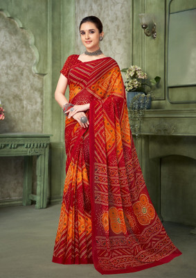 Divastri Floral Print, Geometric Print, Digital Print, Printed Bollywood Chiffon Saree(Maroon, Yellow)