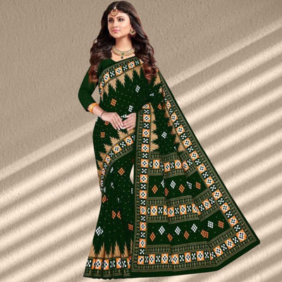 Sumit Textiles Dyed Sambalpuri Cotton Blend Saree(Green)