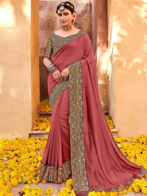 ANOUK Embroidered Daily Wear Silk Blend Saree(Maroon)