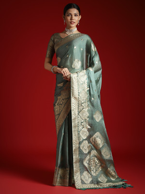 Divastri Woven Banarasi Satin Saree(Light Green)