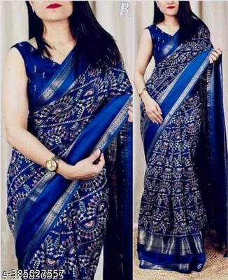SILK VISTA Floral Print Daily Wear Silk Blend Saree(Pink)