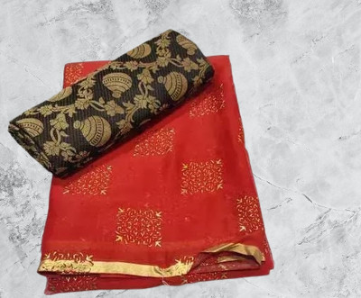 JiproStore Self Design Banarasi Chiffon Saree(Black)