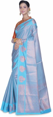 RASM Woven Handloom Silk Blend Saree(Light Blue)