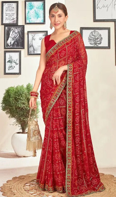 Damru trendz Printed Daily Wear Georgette Saree(Yellow)