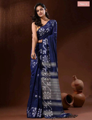 GOLU Self Design Handloom Pure Cotton Saree(Blue)