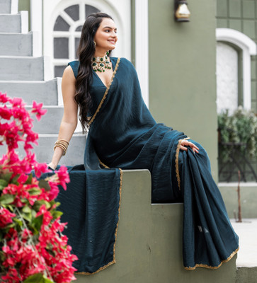 sarify creation Embellished Bollywood Silk Blend Saree(Multicolor)