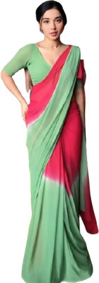 JATADHAR FAB Dyed Ready to Wear Georgette Saree(Green)