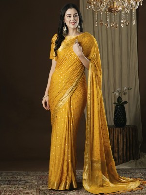 Sareemall Printed Kanjivaram Georgette Saree(Yellow)