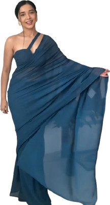JATADHAR FAB Self Design Ready to Wear Georgette Saree(Blue)