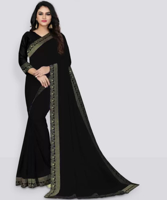 BKFINISHING Embellished Bollywood Art Silk Saree(Black)