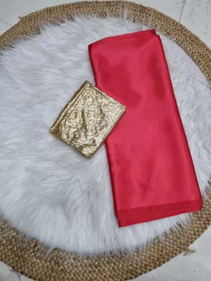 Aruna Sarees Solid/Plain, Self Design Bollywood Satin Saree(Red)