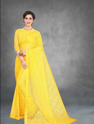 SAREEYA16 Printed Daily Wear Cotton Blend Saree(Yellow)