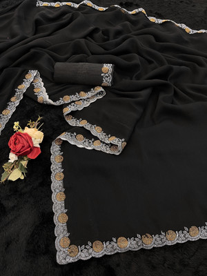 Yashvisaree Embroidered Bollywood Silk Blend Saree(Black)