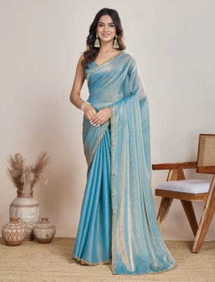 Kesi Designer Self Design Bollywood Pure Silk, Tissue Saree(Blue)