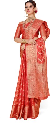 LAVYANSH CREATION Self Design Banarasi Art Silk Saree(Orange)