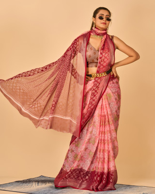 nirmal creation Floral Print Bollywood Georgette Saree(Multicolor)