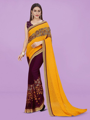 Moda Rapido Printed Daily Wear Georgette Saree(Yellow)