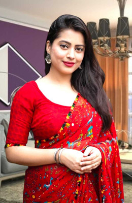 AVTC Self Design Bollywood Georgette Saree(Red)