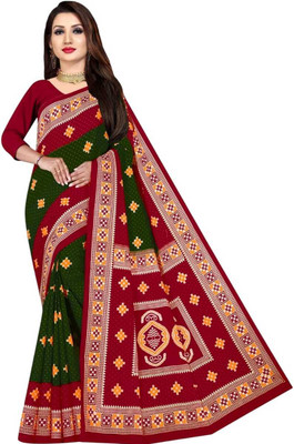 Odissi Fashion Printed Sambalpuri Pure Cotton Saree(Multicolor)