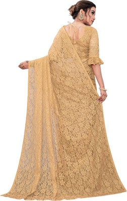 NEXA Printed Bollywood Net Saree(Cream)