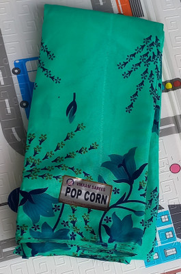 YAPRI Floral Print Daily Wear Crepe Saree(Green)