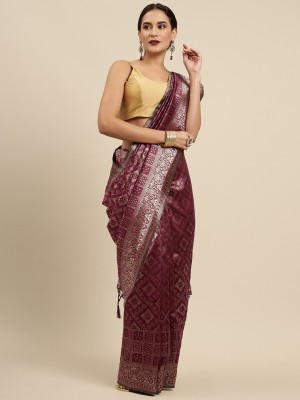 RekhaManiyar Self Design Banarasi Jacquard Saree(Maroon)