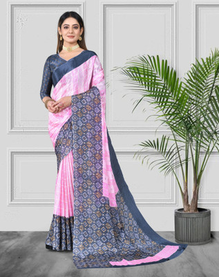 RAJESHWAR FASHION Printed Daily Wear Chiffon Saree(Pink, Grey)