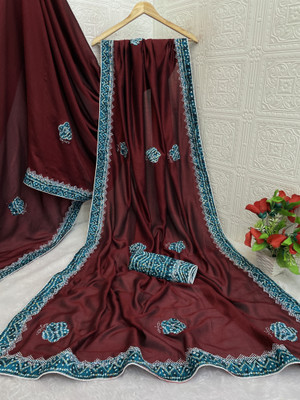 ZOYAL ENTERPRISE Printed Bollywood Silk Blend Saree(Maroon)