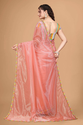 JSItaliya Solid/Plain Bollywood Net Saree(Pink)