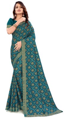 QENY Self Design, Printed, Woven Banarasi Art Silk Saree(Dark Blue, Blue)