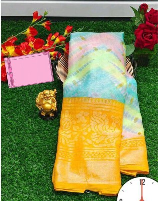 Sita Color Block Bollywood Brasso Saree(Yellow)