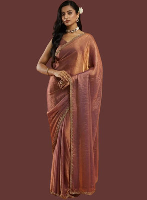 PRTRENDZ Self Design Kanjivaram Chiffon, Pure Silk Saree(Purple)