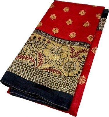 HouseOfCommon Printed Bhagalpuri Pure Silk Saree(Red)