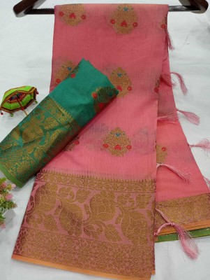 Kuwarika Self Design Kanjivaram Pure Cotton, Cotton Silk Saree(Pink)