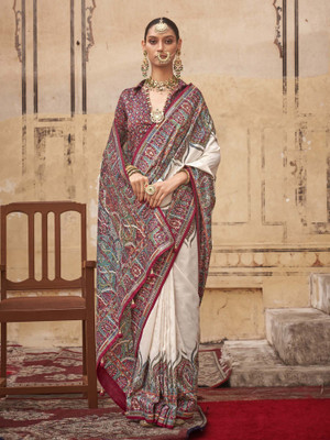 ANOUK Woven Banarasi Silk Blend Saree(Cream)