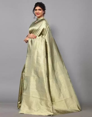 NESHVI ENTERPRISE Woven Kanjivaram Silk Blend Saree(Light Green)