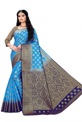 RESHAMDOR SAREES Self Design Banarasi Art Silk Saree(Light Blue)