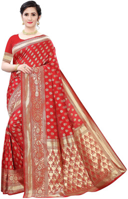 SWAMI STUDIO Embroidered Handloom Art Silk Saree(Red)