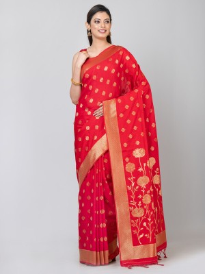 Kk Kavvya Crsk Woven Assam Silk Silk Blend Saree(Red)