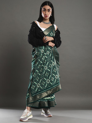 Divastri Woven Daily Wear Art Silk Saree(Dark Green)