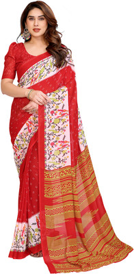 Moda Rapido Self Design Daily Wear Georgette Saree(Red)
