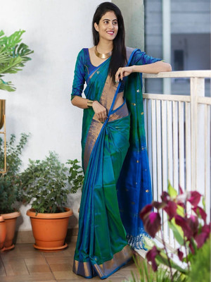 SGF11 Self Design Handloom Pure Silk Saree(Multicolor)